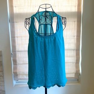 Sheer lacy racer back camisole top size L perfect condition